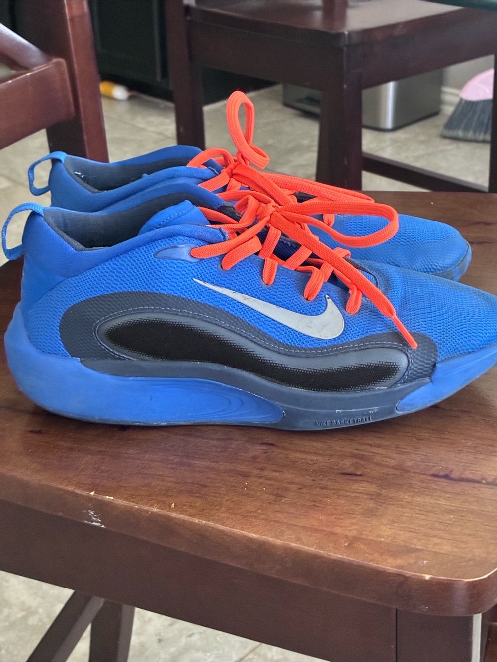 Nike Kids Royal Blue Sneakers with Bright Orange Laces